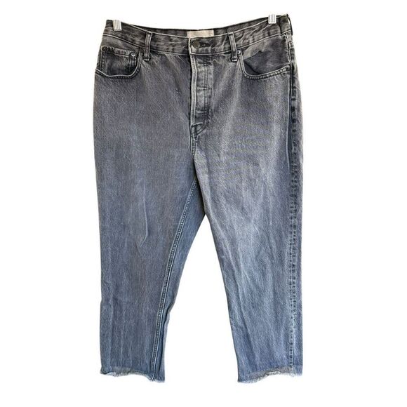 Everlane The 90s Cheeky Jeans Womens 31 Crop Gray Wash 100% Cotton Button Fly - Picture 1 of 12